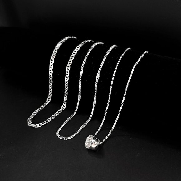 Women Layered CZ Rondelle Pendant Necklace Set 14K Gold Plated Silver - Picture 7 of 7